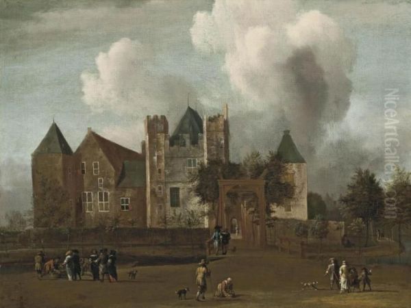 A View Of Purmerend Castle, Near Monnickendam, Waterland Oil Painting by Jan van Kessel