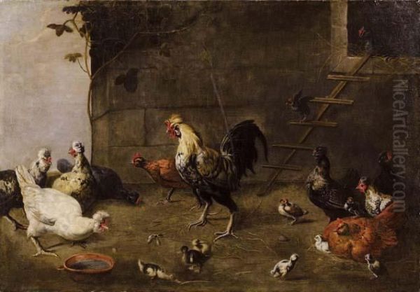 Animali In Un Pollaio Oil Painting by Jan van Kessel