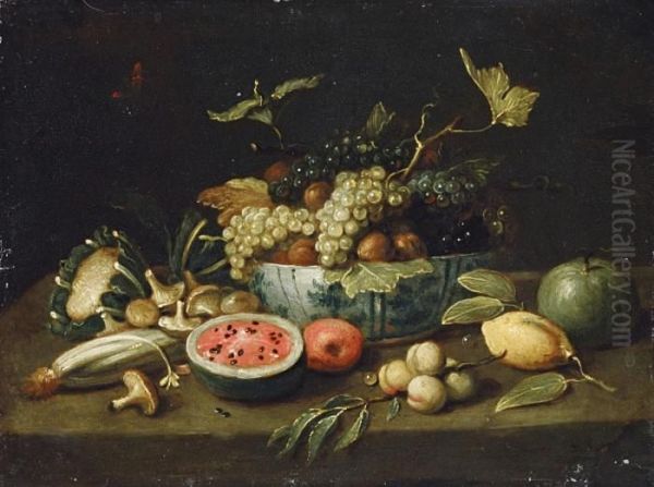 Zwei Fruchte- Undgemusestillleben Oil Painting by Jan van Kessel