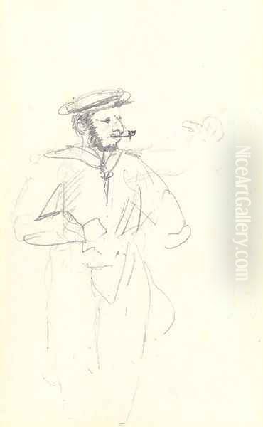 Marin fumant Oil Painting by Henri De Toulouse-Lautrec