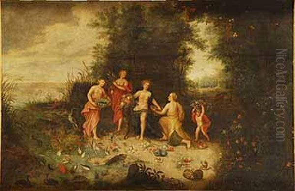 Ofrenda A Ceres: Alegoria De La Abundancia Oil Painting by Jan van Kessel