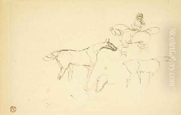 Chevaux Oil Painting by Henri De Toulouse-Lautrec