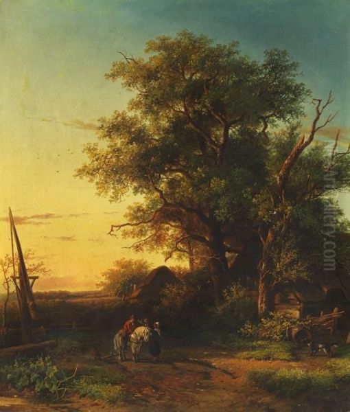 Landschaft Mit Bauernfamilie Oil Painting by Cornelis van Leemputten