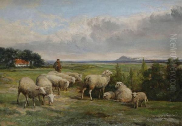 Shepherd Oil Painting by Cornelis van Leemputten