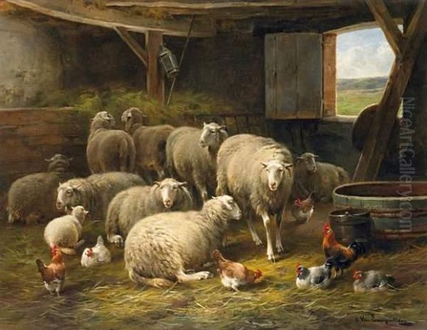 The Sheepfold Oil Painting by Cornelis van Leemputten