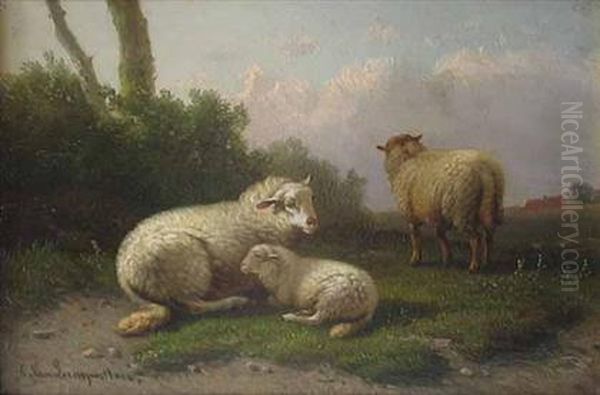 Sheep At Dusk Oil Painting by Cornelis van Leemputten