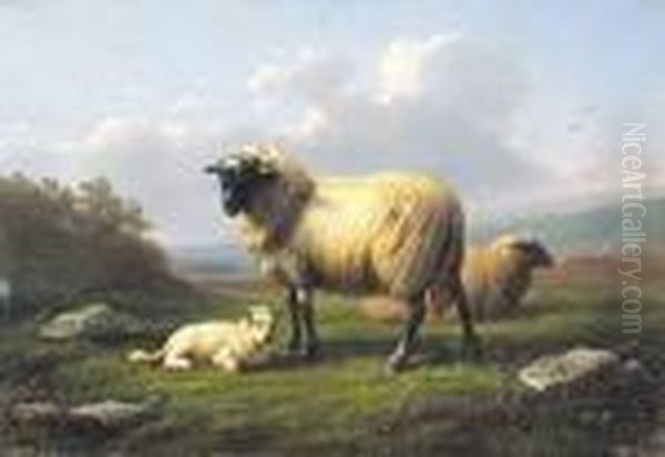 Landschap Met Schapen Oil Painting by Cornelis van Leemputten