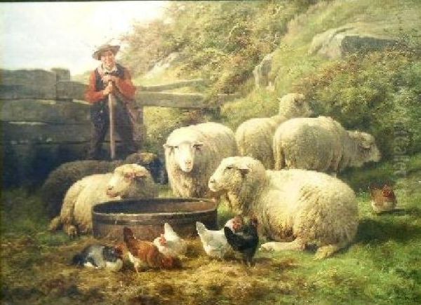 Belgian, 1841-1902, In Collaboration With Jan David Col (belgian,1822-1900)
Shepherd With Sheep Oil Painting by Cornelis van Leemputten