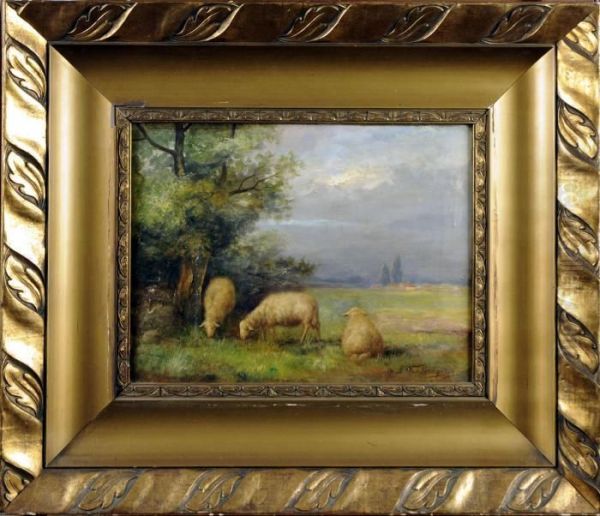 Les Moutons Oil Painting by Jef Louis Van Leemputten