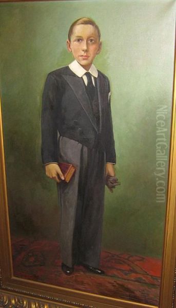 Portrait D'un Premier Communiant Oil Painting by Jef Louis Van Leemputten