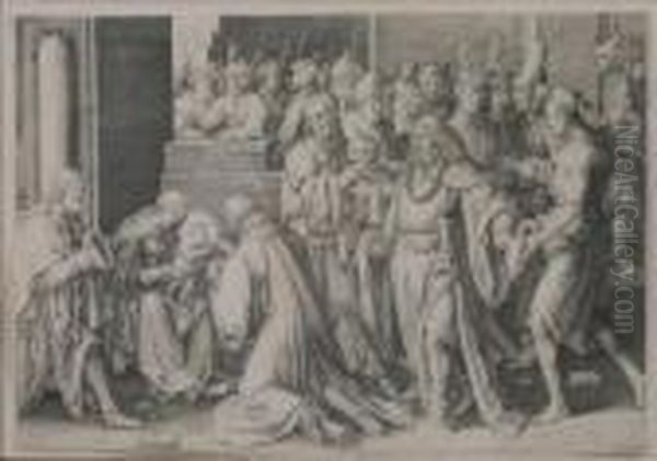 Adoration Of The Kings Oil Painting by Lucas Van Leyden