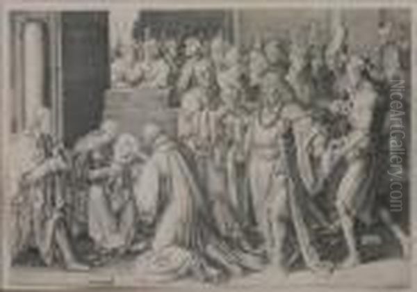 Adoration Of The Kings Oil Painting by Lucas Van Leyden