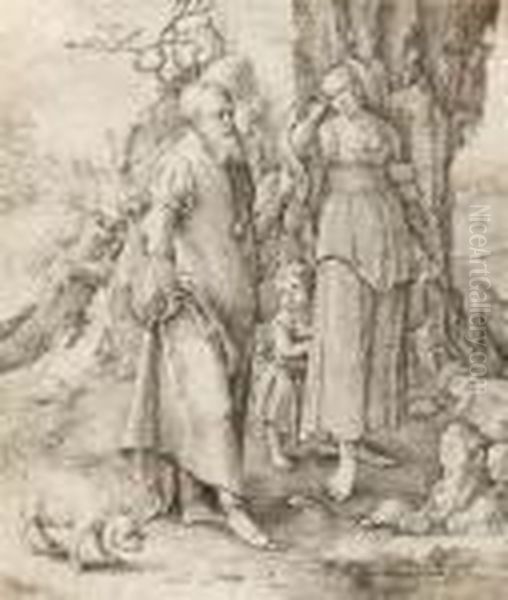 Abraham Verstost Hagar Und Ismael Oil Painting by Lucas Van Leyden