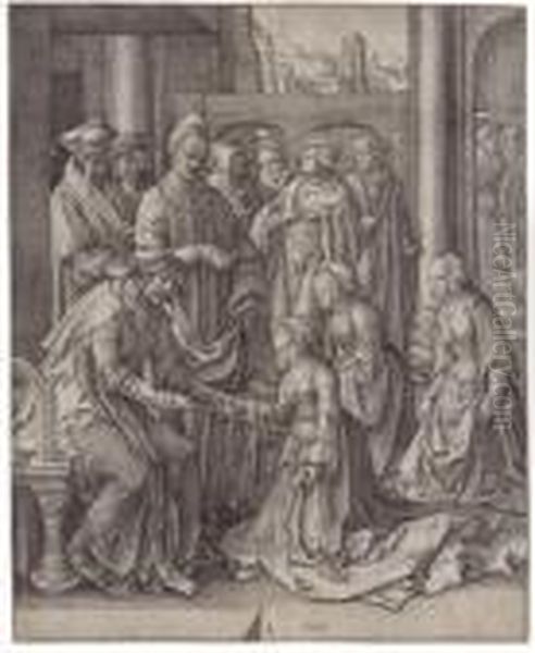 Esther Before Ahasuerus Oil Painting by Lucas Van Leyden