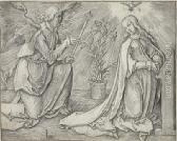 The Annunciation (bartsch 35) Oil Painting by Lucas Van Leyden