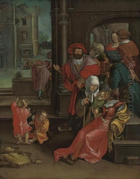 The Poet Virgil Suspended In A Basket Oil Painting by Lucas Van Leyden