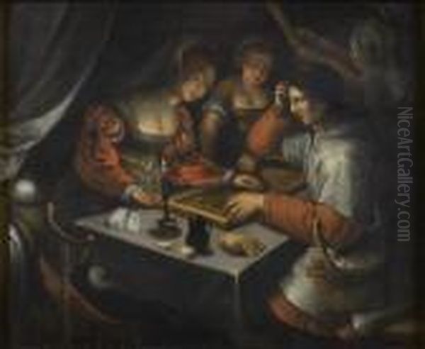 Partie De Tric-trac Oil Painting by Lucas Van Leyden