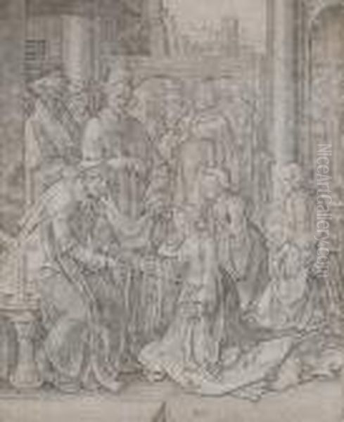 Esther Before Ahasuerus Oil Painting by Lucas Van Leyden