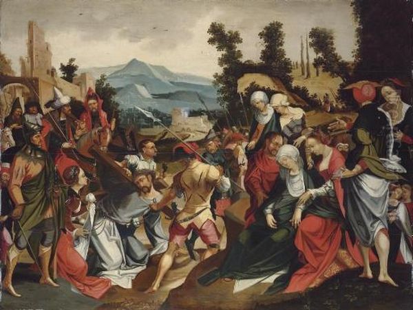 The Road To Calvary Oil Painting by Lucas Van Leyden