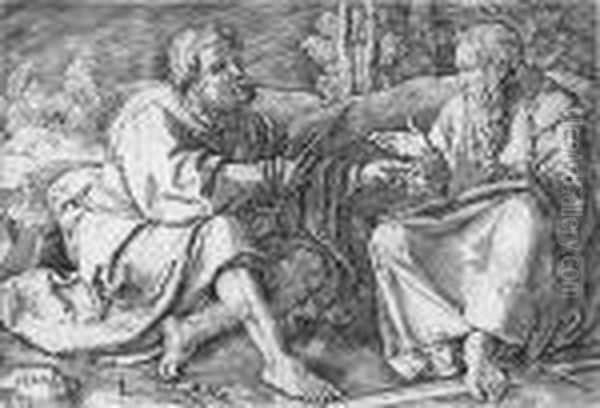 Die Hll. Petrus Und Paulus In Oil Painting by Lucas Van Leyden