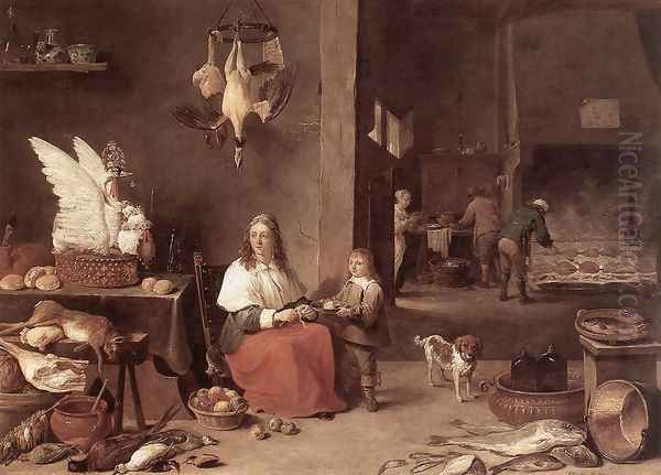 Kitchen Scene 1644 Oil Painting by David The Younger Teniers