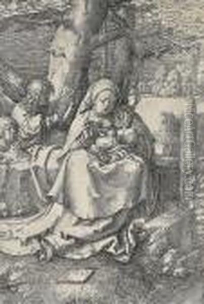 Madonna Col Bambino In Un Paesaggio Oil Painting by Lucas Van Leyden