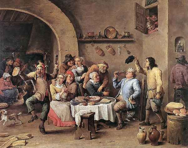 Twelfth-night (The King Drinks) 1634-40 Oil Painting by David The Younger Teniers