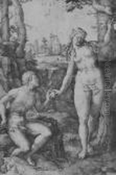 Plate From The History And Fall Of Man Oil Painting by Lucas Van Leyden