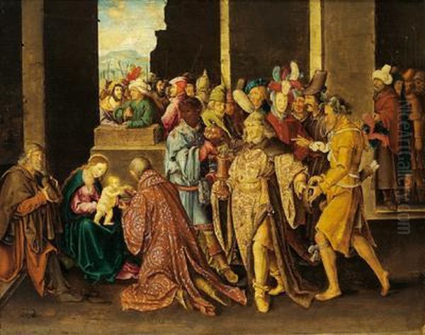 Adorazione Dei Magi Oil Painting by Lucas Van Leyden