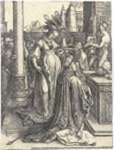 Solomon's Idolatry (b. 30) Oil Painting by Lucas Van Leyden