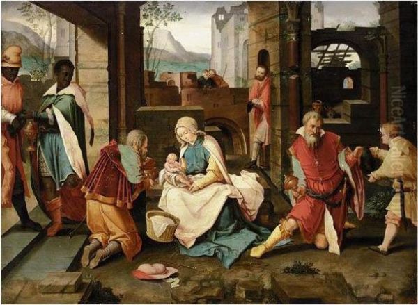 The Adoration Of The Magi Oil Painting by Lucas Van Leyden