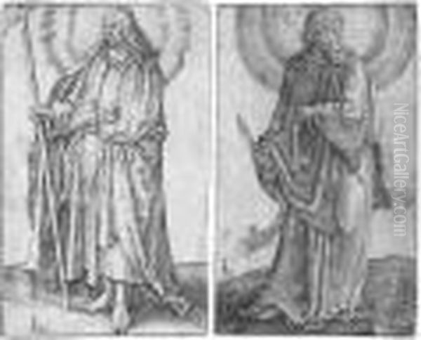 St Bartholomew; And St Philip (the New Hollstein 94; And 95) Oil Painting by Lucas Van Leyden