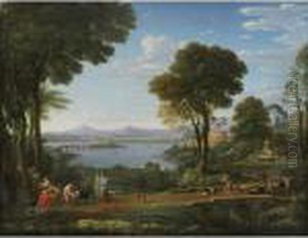 Landscape With The Nurture Of Jupiter Oil Painting by Hendrik Frans Van Lint