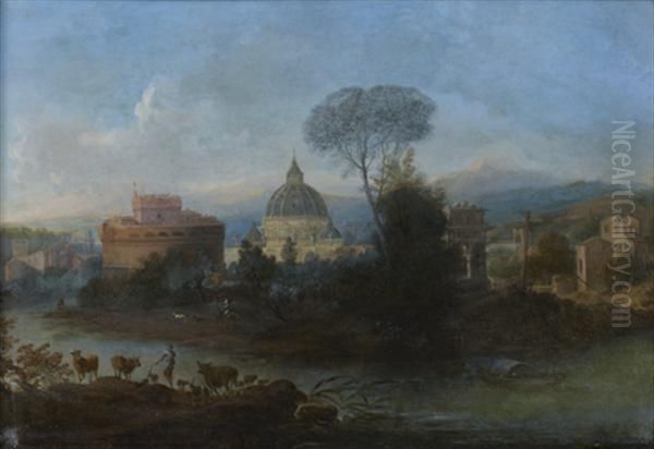 Vue De Rome Avec Le Chateau Saint Ange Et La Basilique Saint
Pierre Oil Painting by Hendrik Frans Van Lint