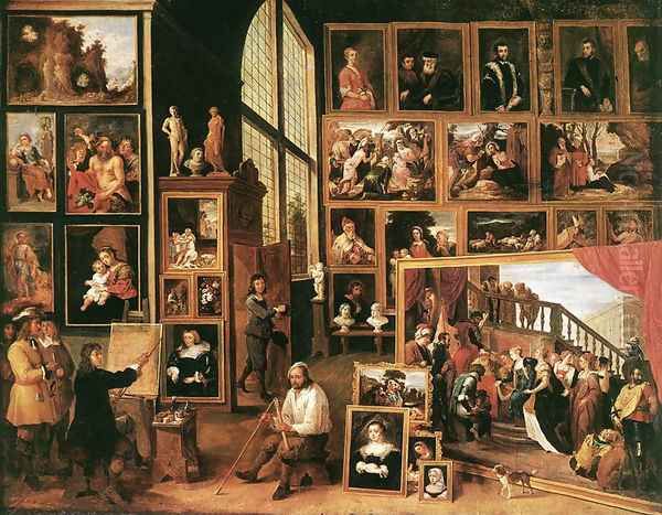 The Gallery of Archduke Leopold in Brussels 1639 Oil Painting by David The Younger Teniers