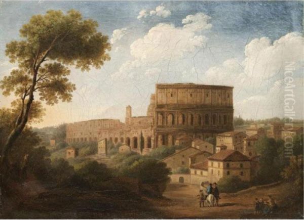 Rome, A View Of The Colosseum Oil Painting by Hendrik Frans Van Lint