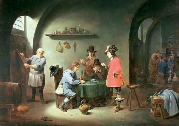 Gambling Scene at an Inn, late 1640s Oil Painting by David The Younger Teniers