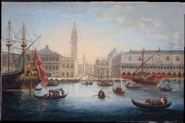 Venezia, Il Bacino Di San Marco Oil Painting by Hendrik Frans Van Lint