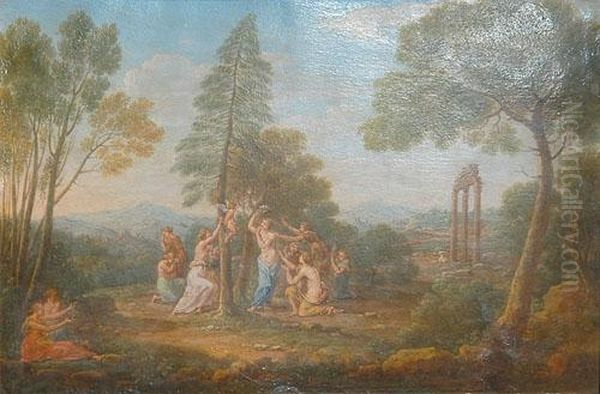 Mythologische Szene. Oil Painting by Hendrik Frans Van Lint