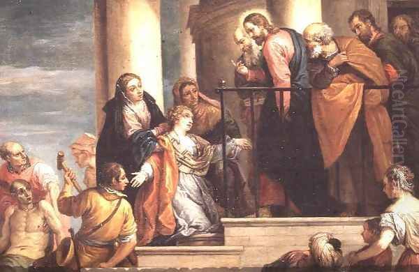 Raising of the widows son of Nain, 1651-56, copy of painting by Veronese Oil Painting by David The Younger Teniers