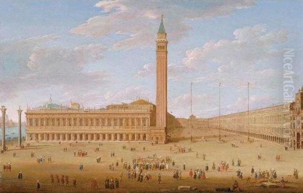 The Piazza San Marco With The Piazzetta, Venice Oil Painting by Hendrik Frans Van Lint