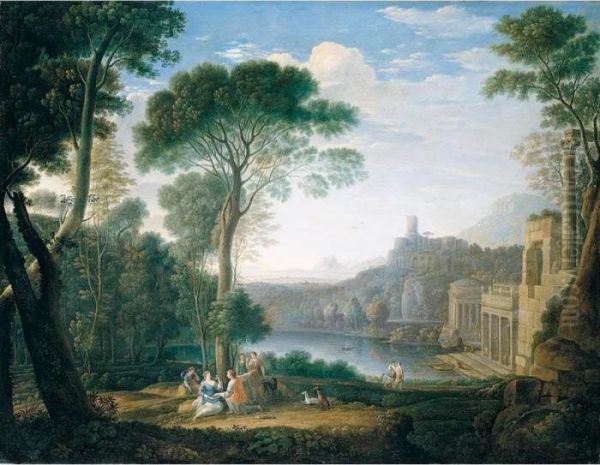 A Classical Landscape With The Nymph Egeria Mourning For Numa Oil Painting by Hendrik Frans Van Lint