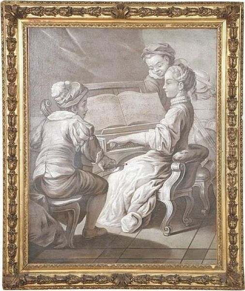 Group Of Young Musicians Oil Painting by Carle van Loo