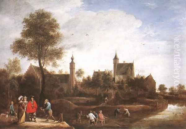 A View of Het Sterckshof near Antwerp c. 1646 Oil Painting by David The Younger Teniers