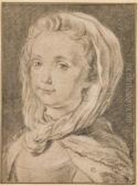 Portrait En Buste De La Fille De L'artiste Oil Painting by Carle van Loo