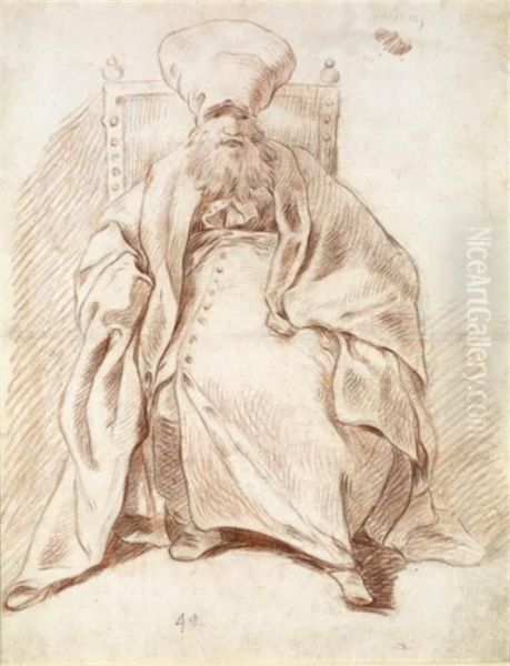 Homme Barbu En Costume Turc Assis Oil Painting by Carle van Loo