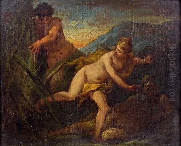 Pan Et Syrinx Oil Painting by Carle van Loo