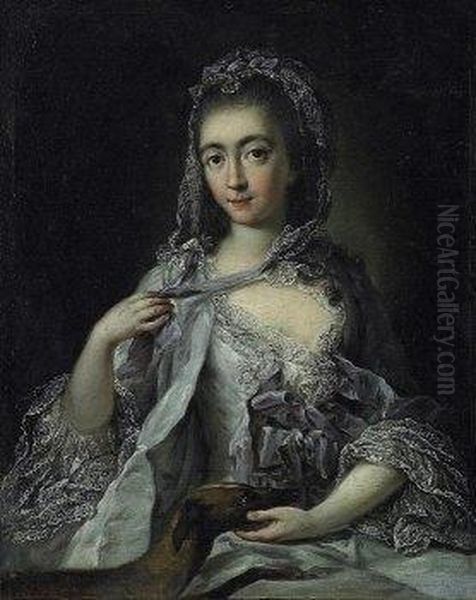 Portrait Of A Young Noblewoman With Lace-set Negligee Oil Painting by Carle van Loo