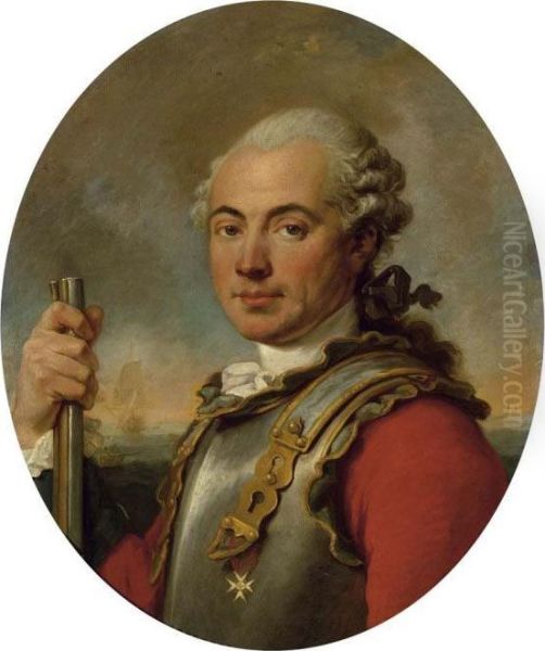 Portrait Des Francois Sadouvilliers De Billaud, Kapitanleutnant Im Regiment Von Hallwyl. Oil Painting by Carle van Loo