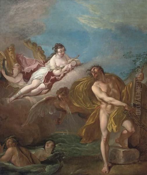 Aeolus Unleashing The Winds Overlooked By Juno Oil Painting by Carle van Loo